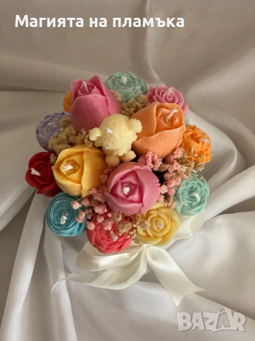 Букети от ароматизирани соеви свещи, снимка 14 - Изкуствени цветя - 52570773