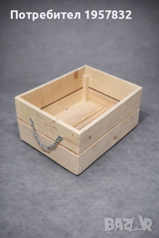 Декоративна дървена щайга с метална верига – малък размер 31×23×15 см, снимка 2 - Дърводелски услуги - 53251725