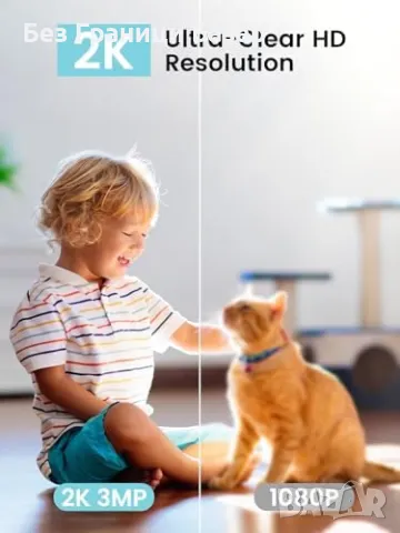 Нова Смарт камера 2K с WiFi, двупосочно аудио, проследяване, охрана дом, снимка 3 - IP камери - 49533416
