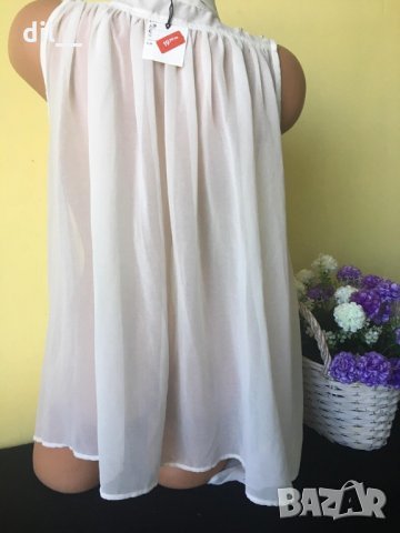  Оригинален шифонен риза потник от Англия с перли, снимка 2 - Ризи - 24984067