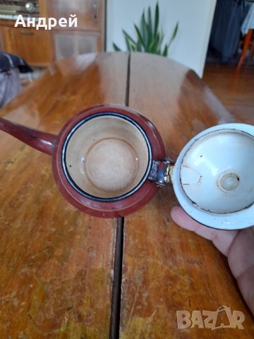 Стар емайлиран чайник #23, снимка 5 - Антикварни и старинни предмети - 42923806