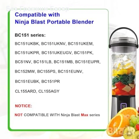 Нова Резервна чаша 530 мл за Ninja Blast Portable Blender с капак за блендер Нинджа, снимка 2 - Други - 54089599