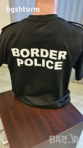 Черна тениска ГРАНИЧНА ПОЛИЦИЯ с пагони щампа, снимка 2 - Тениски - 50974230
