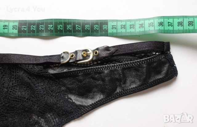 M/L черна прашка с кожени елементи и дантела, снимка 6 - Бельо - 53309785