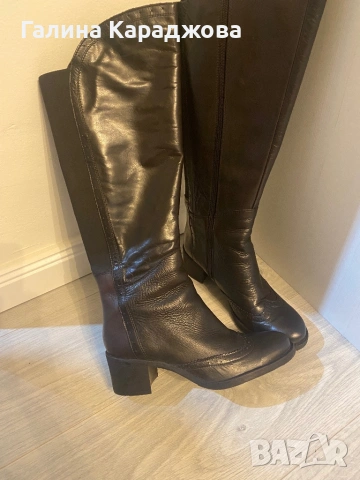 Високи дамски тъмно кафяви ботуши номер 39, снимка 2 - Дамски ботуши - 54103404