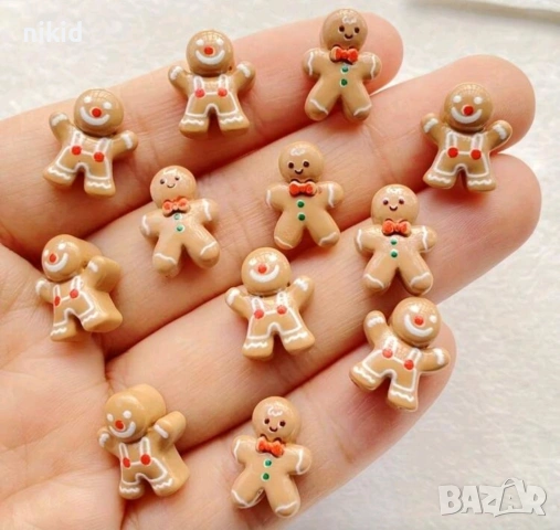 Джинджифиливо човече малка фигурка акрил пластмасова нокти маникюр ръчна изработка, снимка 4 - Други - 53215827