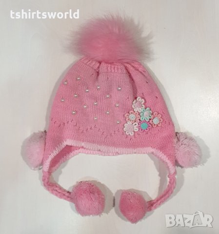 Нова детска розова зимна шапка, от 4 години до 12 години, снимка 2 - Шапки, шалове и ръкавици - 34966945