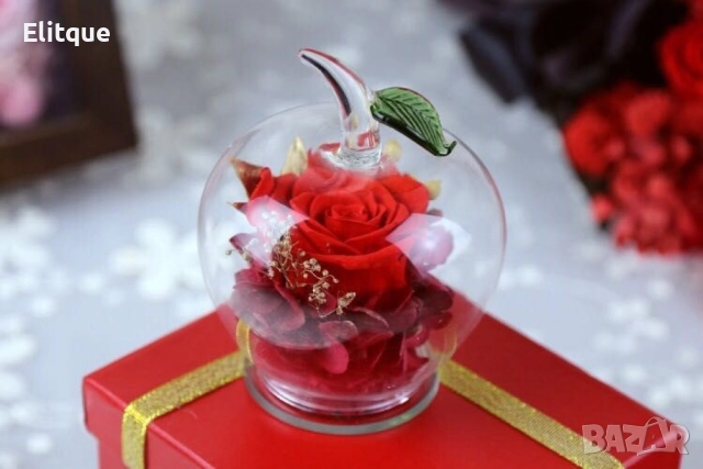 Вечна Роза в стъклена ябълка  YSH F, снимка 12 - Подаръци за жени - 52895116