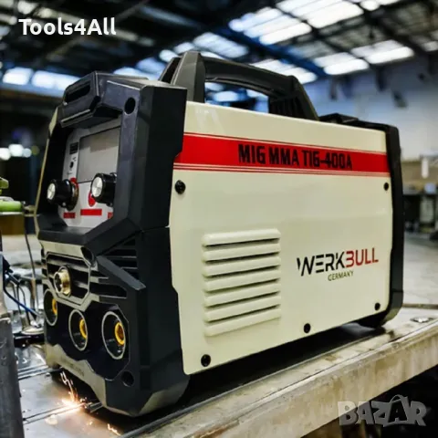 Инверторен телоподаващ апарат с електрожен WERKBULL 400А + Соларна маска, снимка 5 - Други инструменти - 49557512
