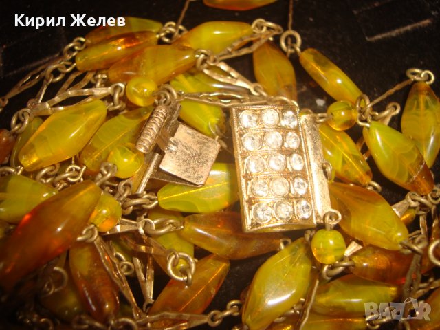 СТАРИННА АРТ ДЕКО ОГЪРЛИЦА от МУРАНО и БРОНЗ ЦВЕТНО ВЕНЕЦИАНСКО СТЪКЛО РЕТРО АРТ БИЖУ РЯДКО 24328, снимка 14 - Антикварни и старинни предмети - 33957553