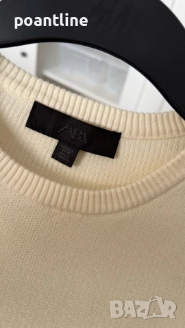 НОВ МОДЕЛ плетен пуловер 100% памук къс ръкав ZARA , снимка 3 - Блузи с дълъг ръкав и пуловери - 52291349