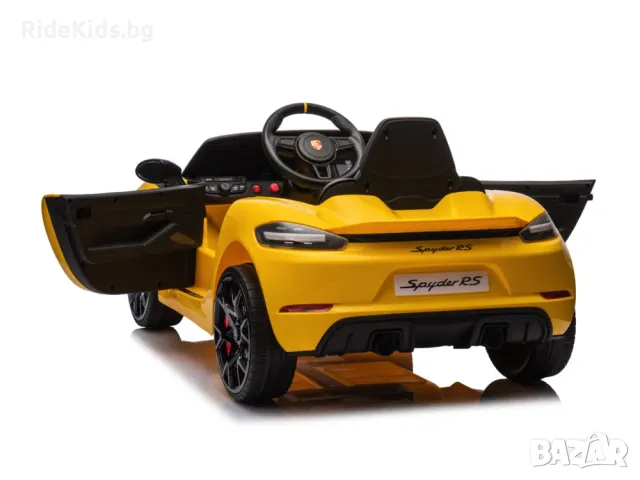 Porsche Spyder RS 12V – Детска акумулаторна кола, Жълта, EVA гуми, снимка 8 - Детски велосипеди, триколки и коли - 49731246