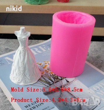 3D двойка младоженци булка и мъж костюм рокля силиконов молд форма калъп гипс свещ бал, снимка 3 - Форми - 38053894