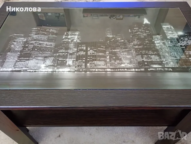 Холна маса с принт стъкло върху плота, снимка 4 - Маси - 55843258