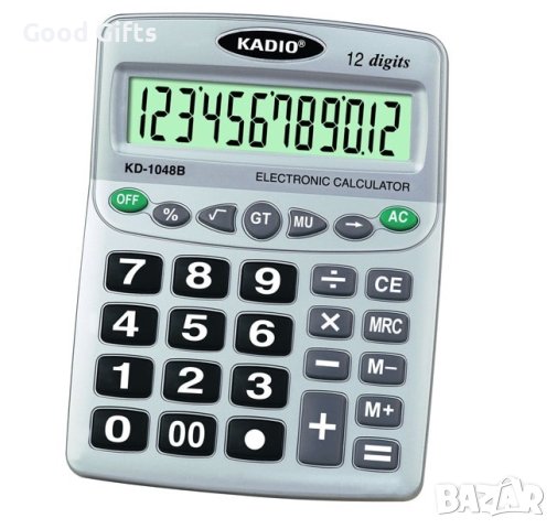 ПРОФЕСИОНАЛЕН КАЛКУЛАТОР KADIO KD-1048B, ГОЛЯМ 12-ЦИФРОВ ДИСПЛЕЙ