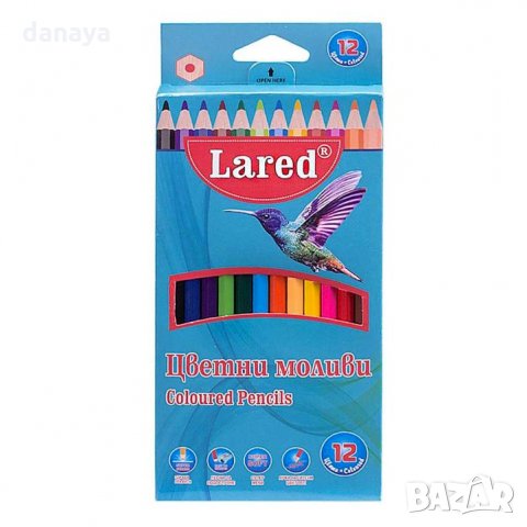 1690 Цветни моливи за рисуване 12 цвята Lared, снимка 3 - Ученически пособия, канцеларски материали - 30061678