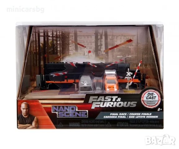 Диорама Fast & Furious Final Race – нано диорама с влак, Dodge Charger и Toyota Supra