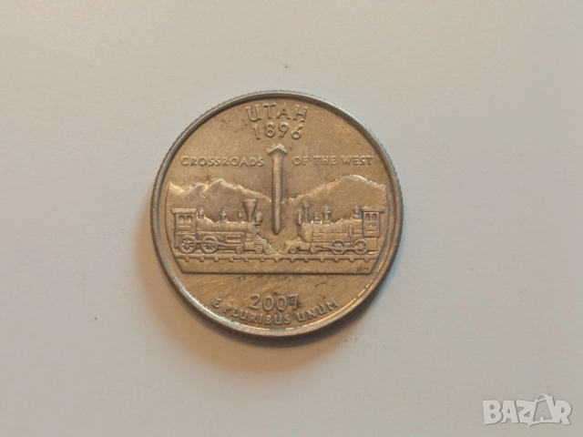 Монета 2007 Съединени Щати Washington Quarter - 25 Cents (Crossroads of the West, UTAH) 