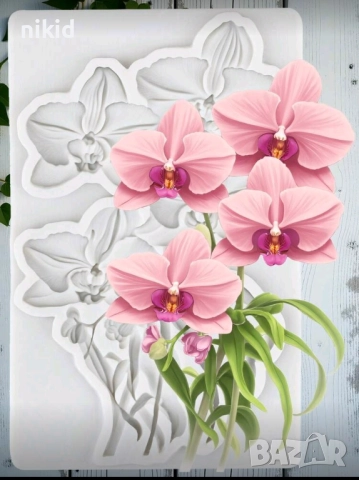 Орхидеи орхидея цветя на клони силиконов молд форма фондан шоколад декор украса