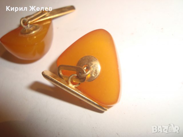 БАЛТИЙСКИ КЕХЛИБАР СТАРИ СССР РУСКИ БУТОНЕЛИ с МАРКИРАНА РЕАЛНА ПОЗЛАТА 12378, снимка 9 - Антикварни и старинни предмети - 30700948