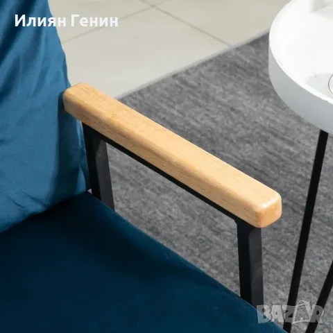 HOMCOM Разтегателен диван 2-местен кадифен, снимка 8 - Дивани и мека мебел - 55996502