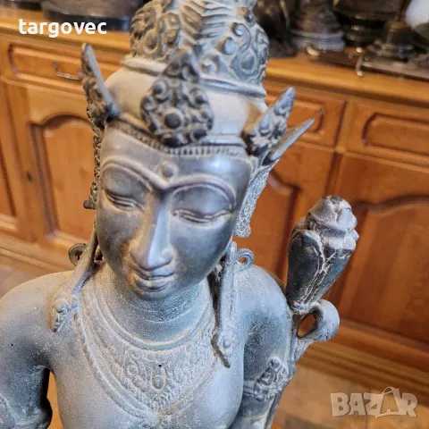 Буда женското начало статуетка бронз фигура скулптура Пластика, снимка 2 - Антикварни и старинни предмети - 49720196