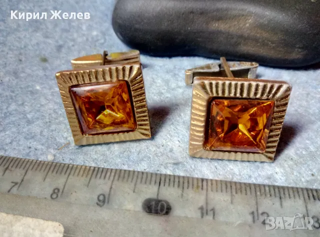 Стари СКЪПОЦЕННИ ПОЗЛАТЕНИ БУТОНЕЛИ РЕТРО КОПЧЕТА За РЪКАВЕЛИ с ФАСЕТИРАН ЦИТРИН 48812, снимка 5 - Антикварни и старинни предмети - 48290606