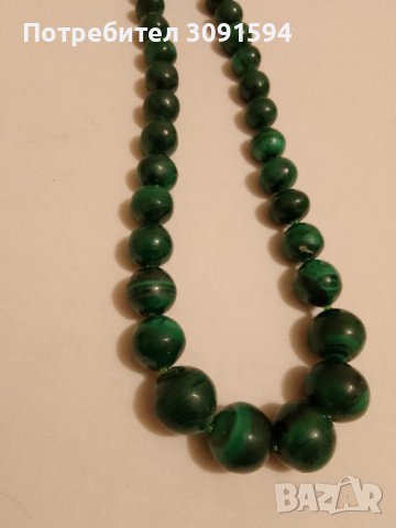 ОГЪРЛИЦА ОТ ЕСТЕСТВЕН ПОЛУСКЪПОЦЕН КАМЪК малахит, снимка 3 - Антикварни и старинни предмети - 42183210