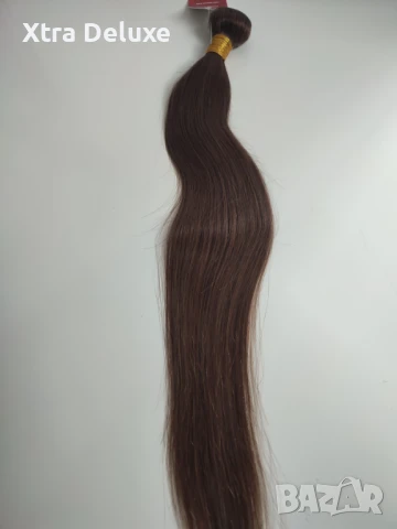 100% естествена коса за удължаване/екстеншъни - кестеняво/светло кафяво, снимка 2 - Аксесоари за коса - 47694171