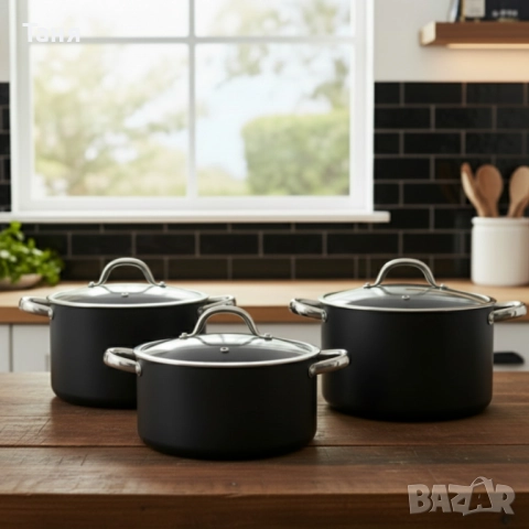 Алуминиева тенджера с мраморно покритие и капак – здравословно готвене без загаряне, снимка 2 - Съдове за готвене - 52503263