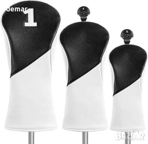 Комплект Golf headcovers за драйвър, феъруейууд и хибрид – синтетична кожа, мека подплата, с