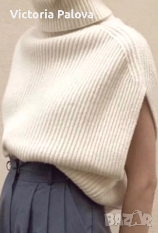 Модерна красива блуза - поло без ръкави, снимка 15 - Блузи с дълъг ръкав и пуловери - 52022815