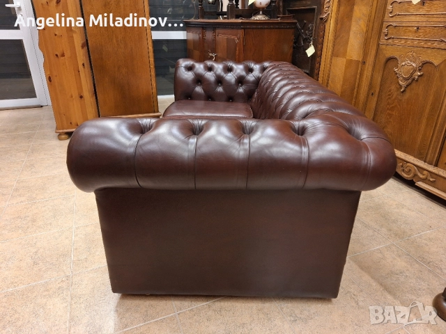 Диван тройка CHESTERFIELD естествена кожа , снимка 9 - Дивани и мека мебел - 51711411