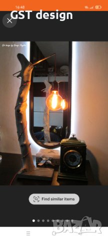 Топ Лампа Рустик Дизайн Ръчна изработка Едисон Крушка Бял Дъб Извита , снимка 1