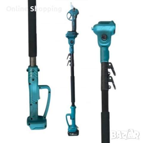 Комплект 3 в 1 от акумулаторна лозарска ножица, акумулаторен мини верижен трион и телескопичен прът, снимка 8 - Моторни триони/резачки - 53336156