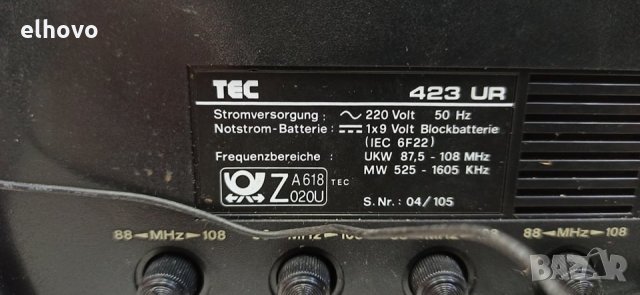 Радиочасовник TEC 423 UR, снимка 2 - Радиокасетофони, транзистори - 31464389