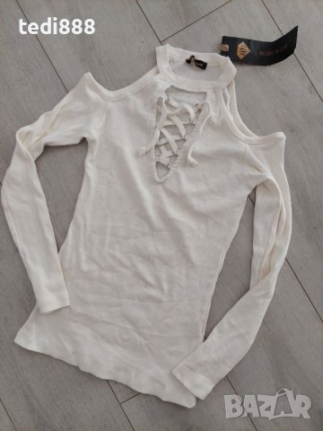 нова бяла блузка рипс, снимка 1 - Блузи с дълъг ръкав и пуловери - 44159926