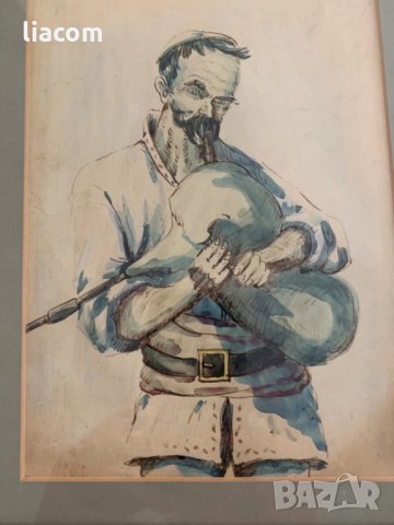 КАЗИМИР СУЛТАНОВ акварел/ туш гайдар, снимка 4 - Картини - 33789220