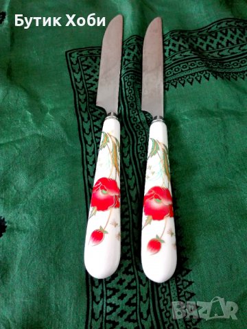 Ножове с порцеланови дръжки, снимка 1 - Прибори за хранене, готвене и сервиране - 37815204