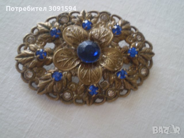 Стара Дамска Брошка със сини циркони, снимка 8 - Антикварни и старинни предмети - 37332070
