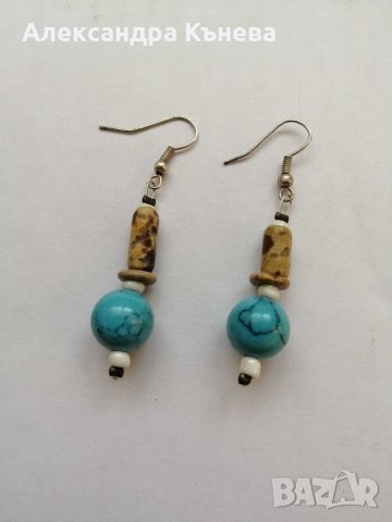 Дизайнерски комплект бижута с тюркоаз ръчна изработка + подарък, снимка 5 - Бижутерийни комплекти - 30018295