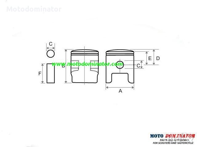 Бутало к-т 41.5мм за Yamaha Jog 50cc, снимка 2 - Части - 37995492