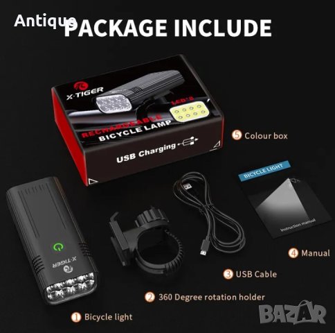 Мощен LED фенер за велосипед или електрическа тротинетка , снимка 6 - Части за велосипеди - 42838187