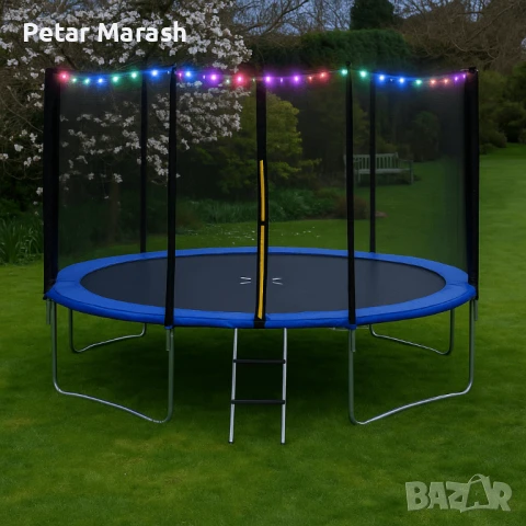 Детски батут с мрежа 244см с ПДОАРЪΚ LED Лампички – Подсилена конструкция и UV защита, снимка 3 - Други - 50985707