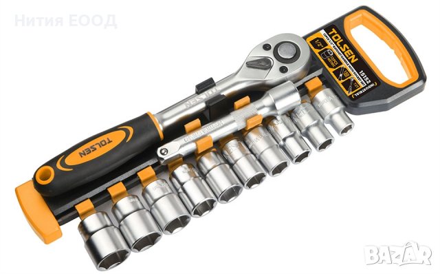 Комплект тресчотка с вложки на 1/2" Tolsen GriPro Industrial 12 части