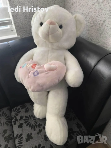 Голямо плюшено мече, със сърчице, снимка 2 - Плюшени играчки - 53130167