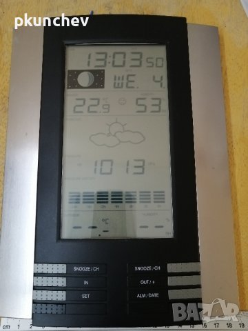 метеорологични станции с часовник, термометър и прогноза