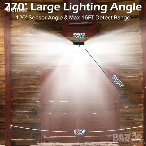 Соларни външни лампи със сензор за движение Lenlun, 230 LED, 3 режима, IP65, 6 броя, снимка 5 - Соларни лампи - 49111863