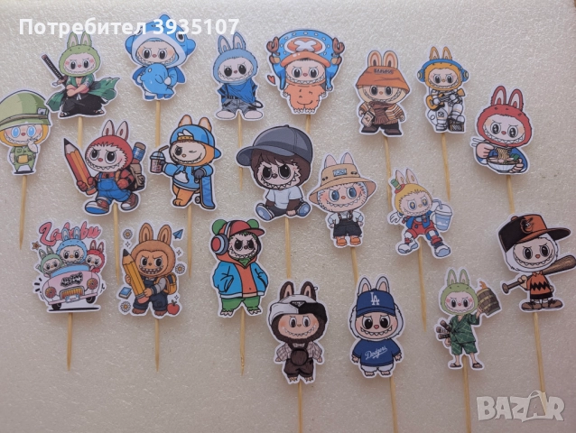 Топер на клечка за украса Лабубу, снимка 2 - Фигурки - 51520697