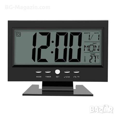 LED електронен часовник на батерии с температура голям екран с аларма будилник светещ дигитален, снимка 2 - Други - 51039777